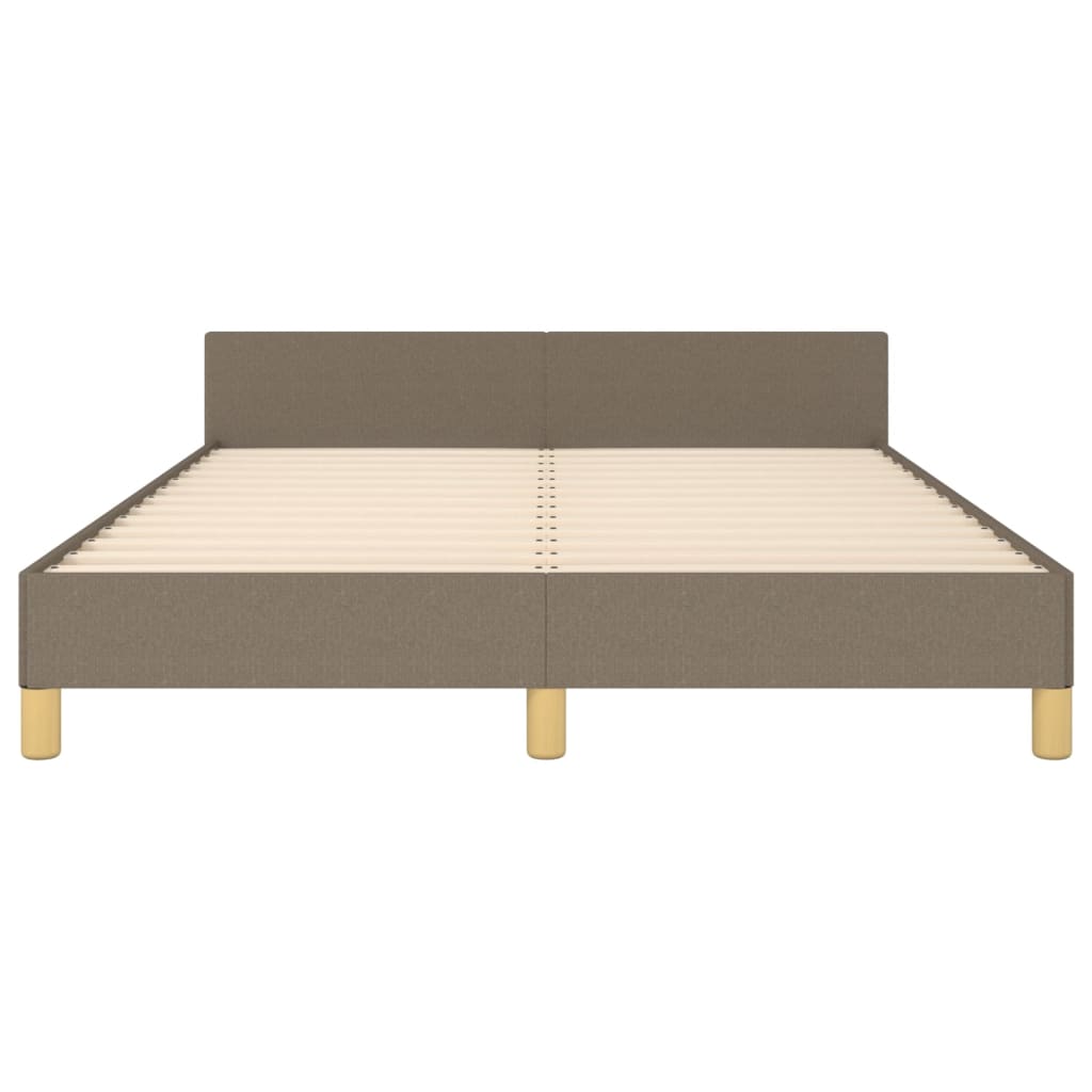 Cadru de pat cu tăblie, gri taupe, 140x190 cm, textil - Lando