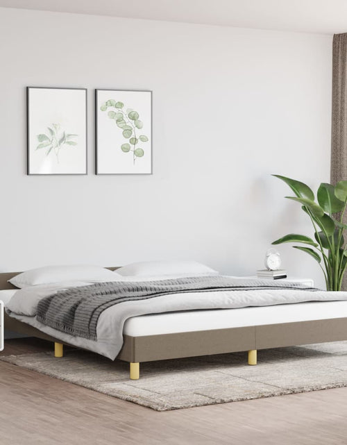 Încărcați imaginea în vizualizatorul Galerie, Cadru de pat cu tăblie, gri taupe, 180x200 cm, textil - Lando
