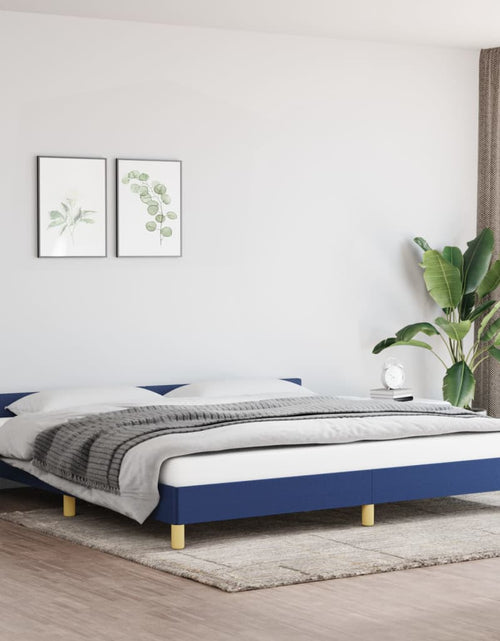 Загрузите изображение в средство просмотра галереи, Cadru de pat cu tăblie, albastru, 200x200 cm, textil - Lando
