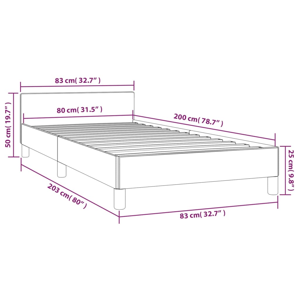 Cadru de pat cu tăblie, negru, 80x200 cm, piele ecologică - Lando