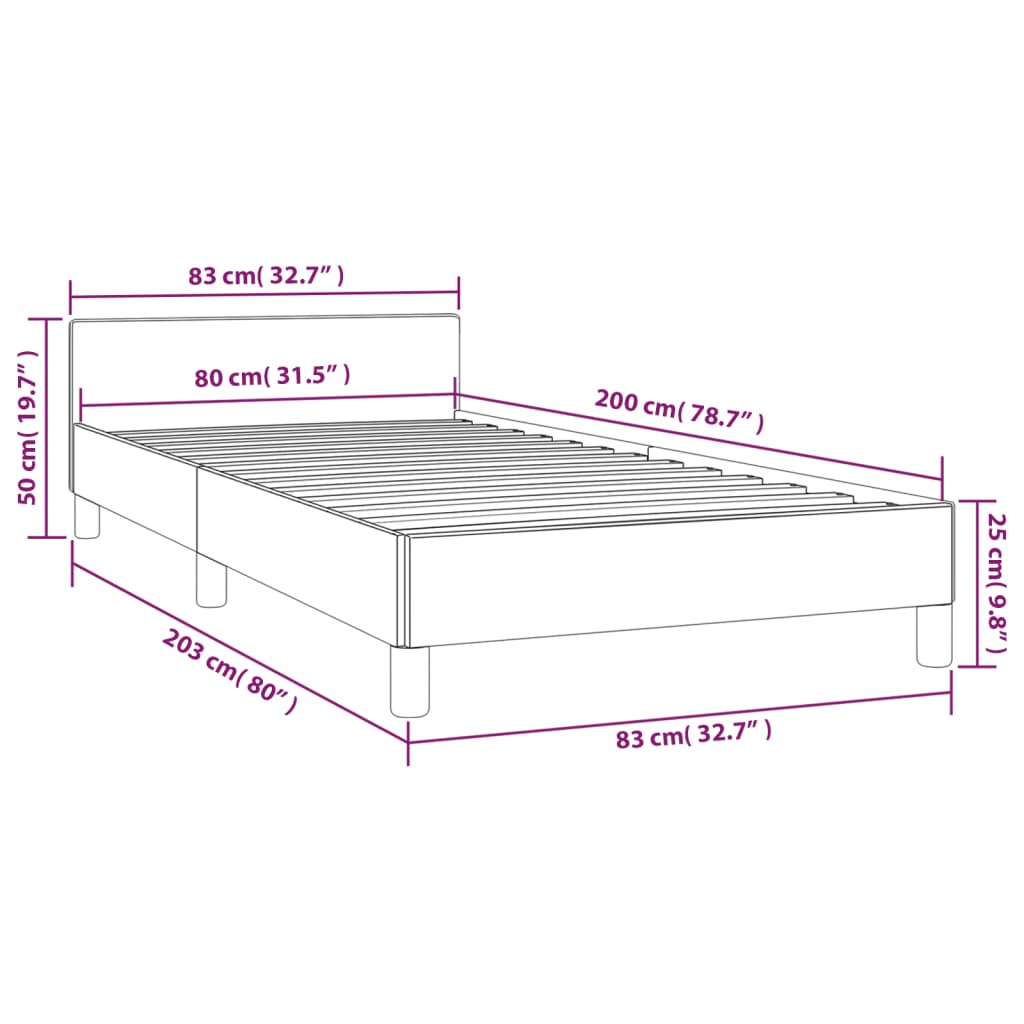 Cadru de pat cu tăblie, crem, 80x200 cm, piele ecologică - Lando