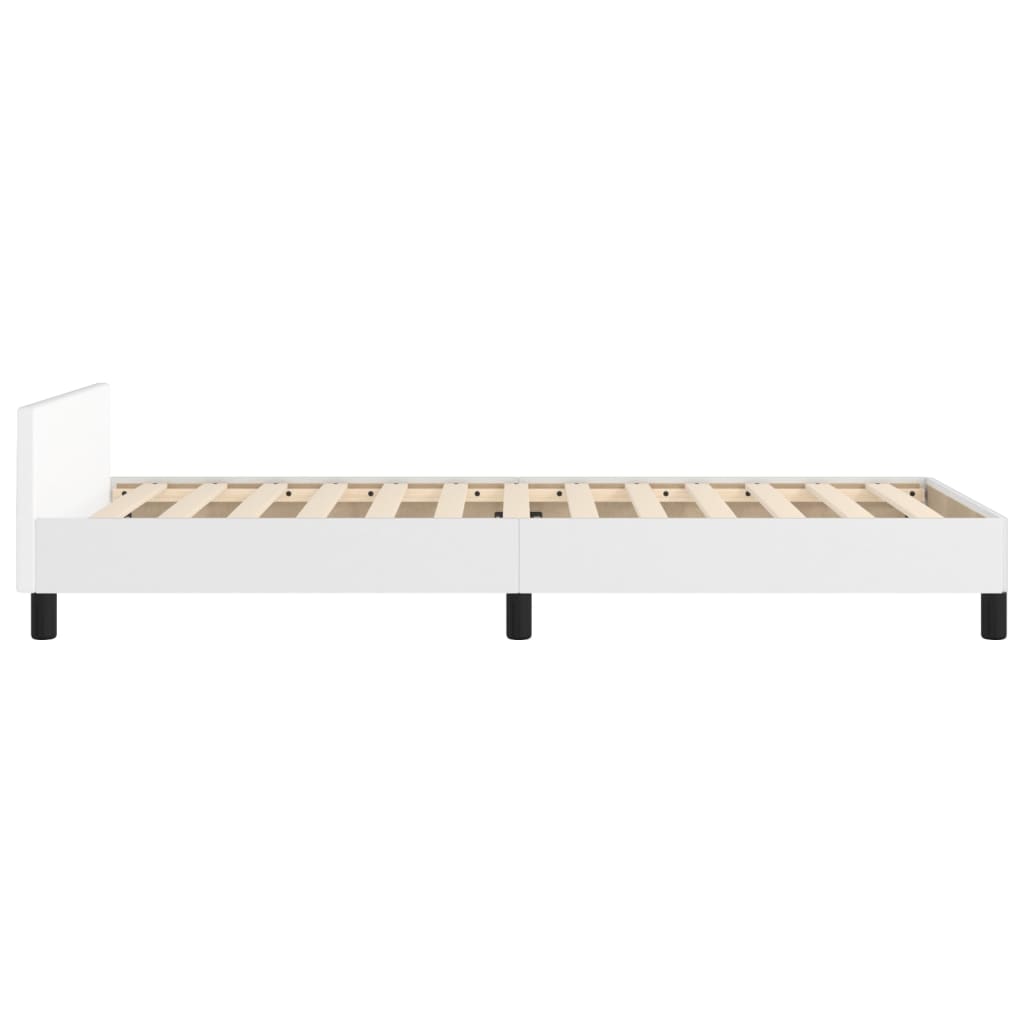 Cadru de pat cu tăblie, alb, 90x190 cm, piele ecologică - Lando