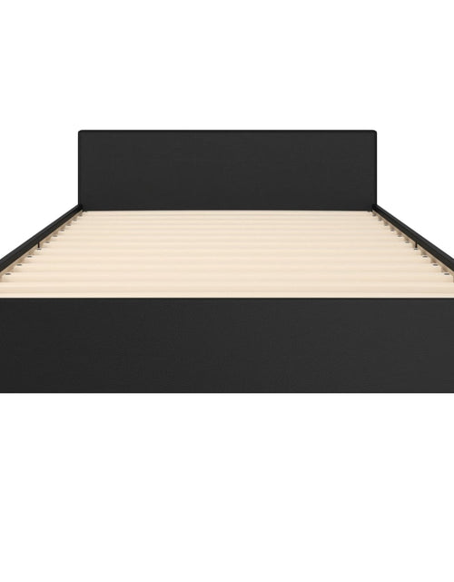 Загрузите изображение в средство просмотра галереи, Cadru de pat cu tăblie, negru, 90x200 cm, piele ecologică - Lando
