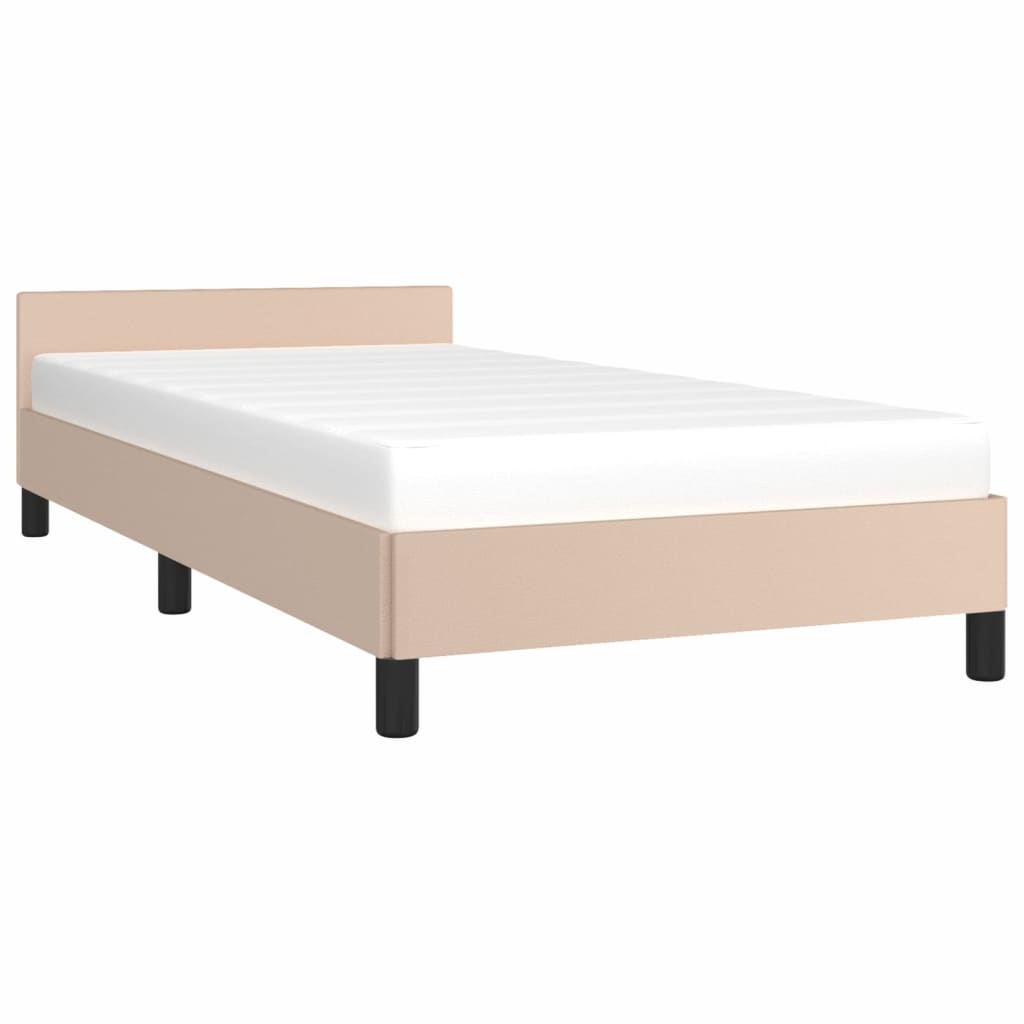 Cadru de pat cu tăblie, cappuccino, 100x200 cm, piele ecologică - Lando