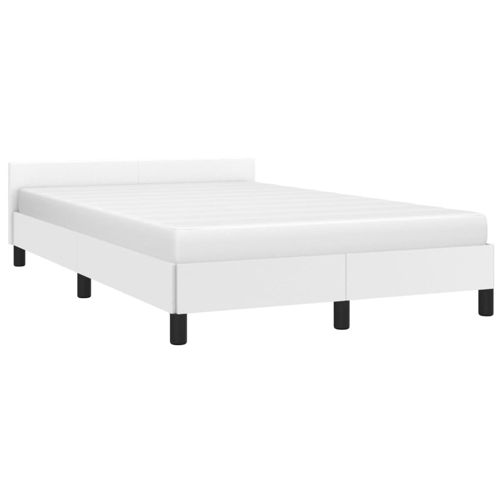 Cadru de pat cu tăblie, alb, 120x200 cm, piele ecologică - Lando