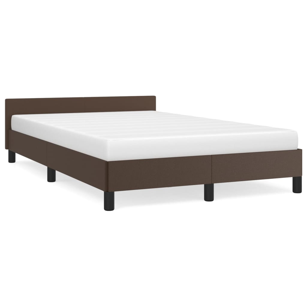 Cadru de pat cu tăblie, maro, 120x200 cm, piele ecologică - Lando