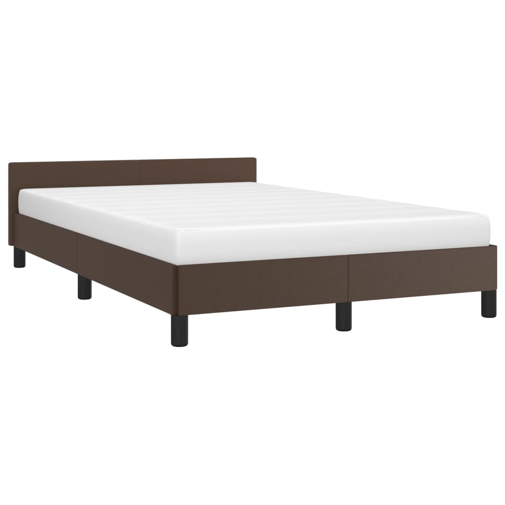 Cadru de pat cu tăblie, maro, 120x200 cm, piele ecologică - Lando