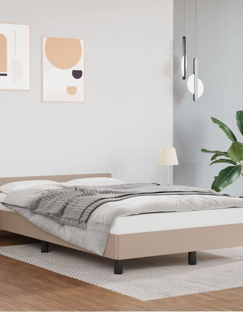 Încărcați imaginea în vizualizatorul Galerie, Cadru de pat cu tăblie, cappuccino, 120x200 cm, piele ecologică - Lando
