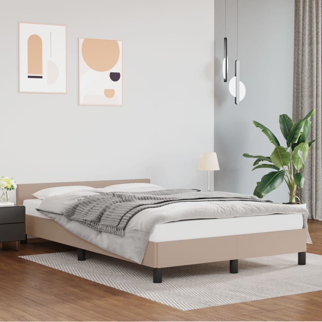 Cadru de pat cu tăblie, cappuccino, 120x200 cm, piele ecologică - Lando