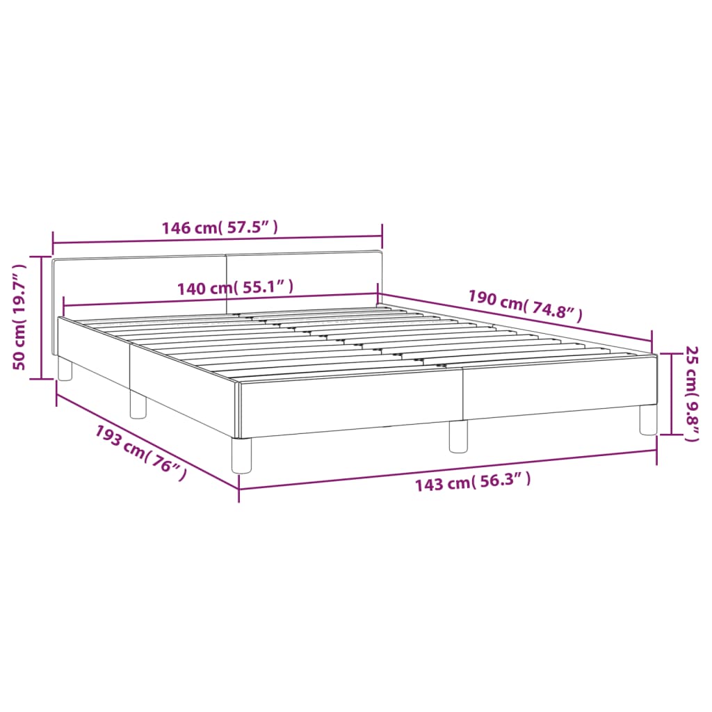 Cadru de pat cu tăblie, alb, 140x190 cm, piele ecologică - Lando