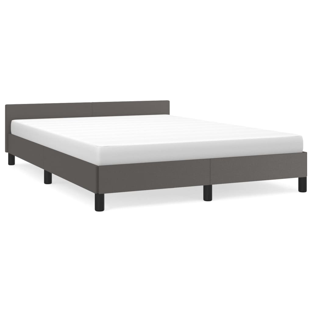 Cadru de pat cu tăblie, gri, 140x190 cm, piele ecologică - Lando