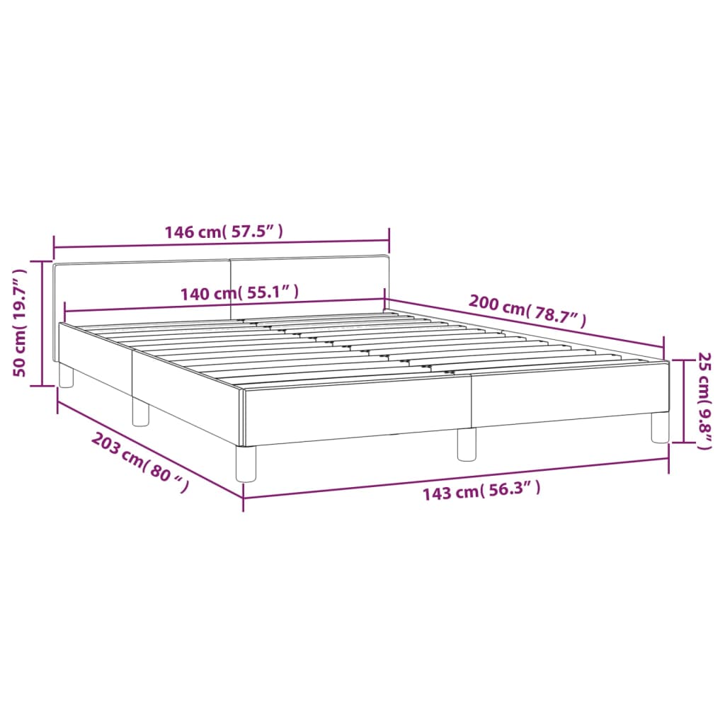 Cadru de pat cu tăblie, alb, 140x200 cm, piele ecologică - Lando