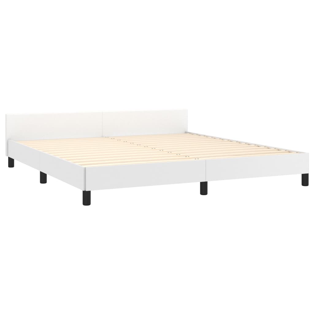 Cadru de pat cu tăblie, alb, 160x200 cm, piele ecologică - Lando