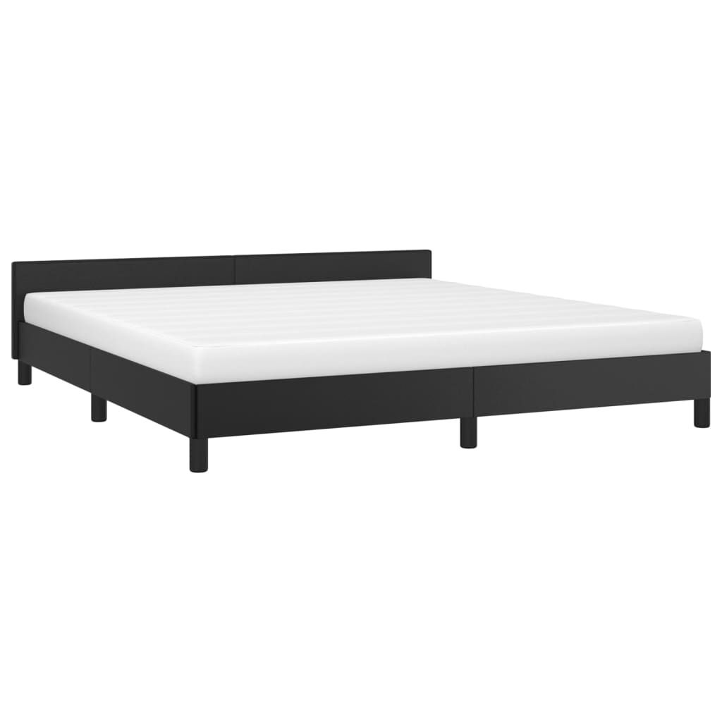 Cadru de pat cu tăblie, negru, 180x200 cm, piele ecologică - Lando