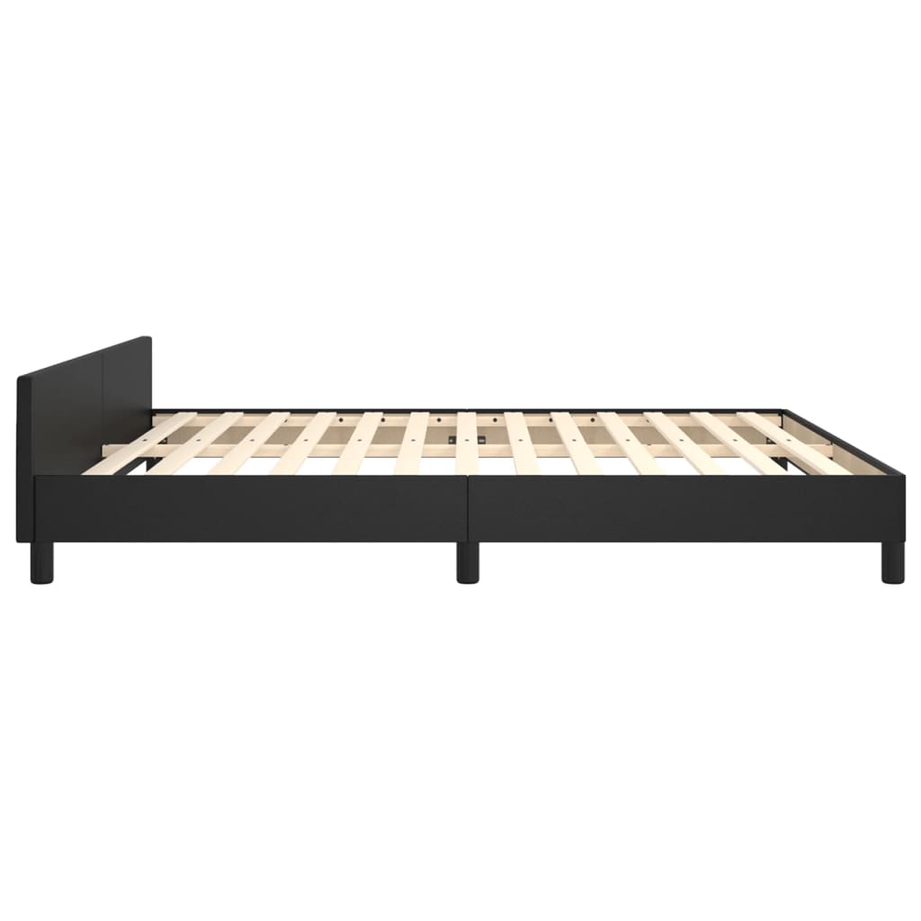 Cadru de pat cu tăblie, negru, 180x200 cm, piele ecologică - Lando