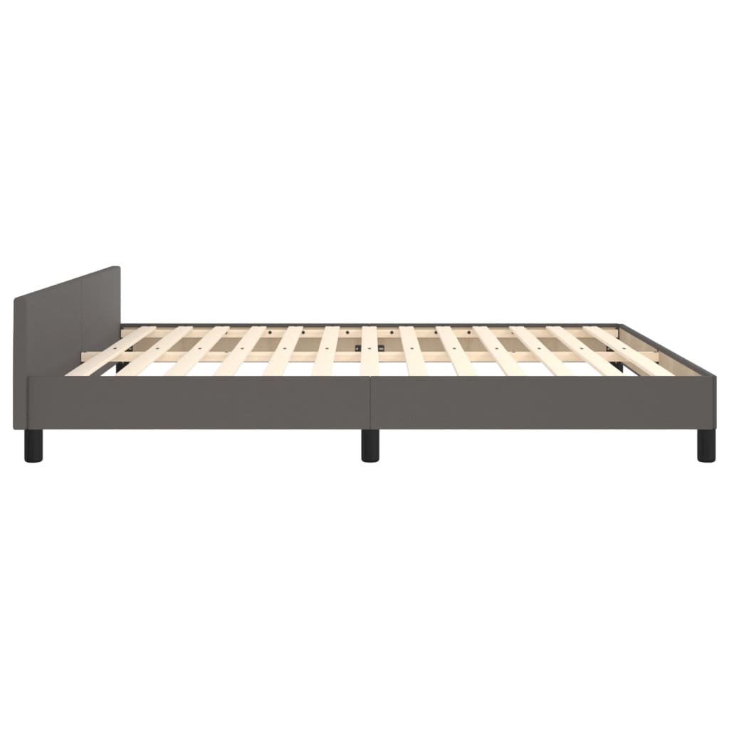 Cadru de pat cu tăblie, gri, 180x200 cm, piele ecologică - Lando