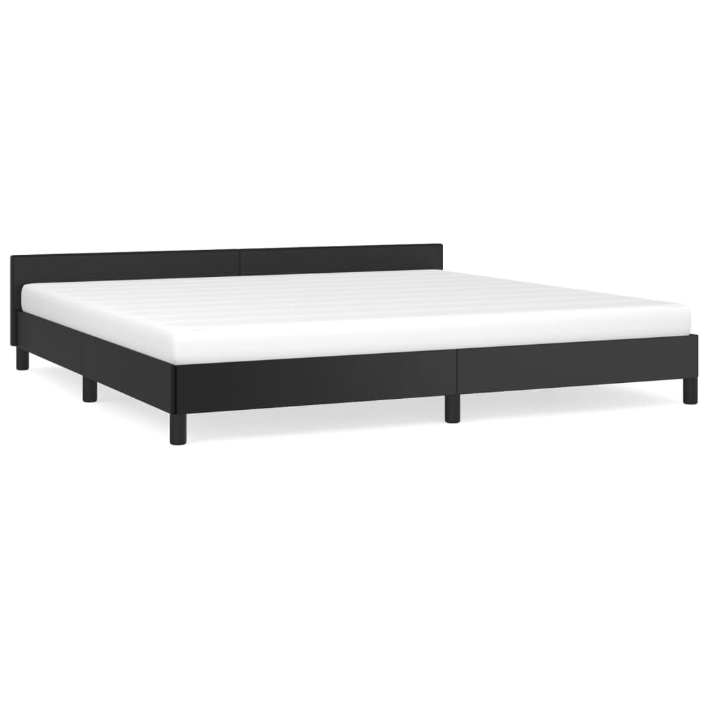 Cadru de pat cu tăblie, negru, 200x200 cm, piele ecologică - Lando