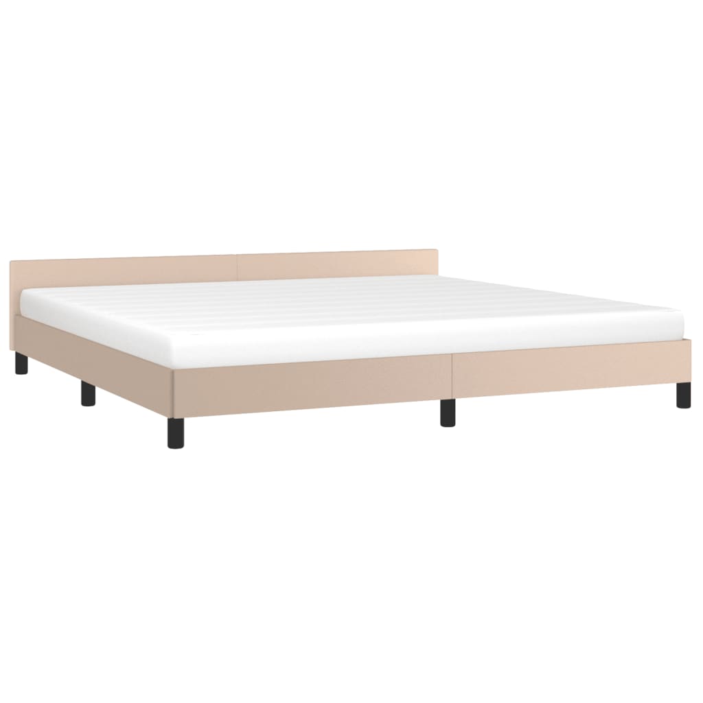 Cadru de pat cu tăblie, cappuccino, 200x200 cm, piele ecologică - Lando