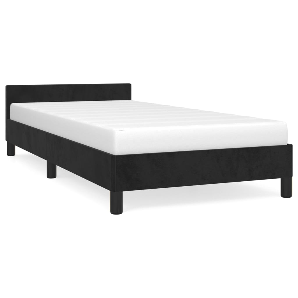 Cadru de pat cu tăblie, negru, 80x200 cm, catifea - Lando