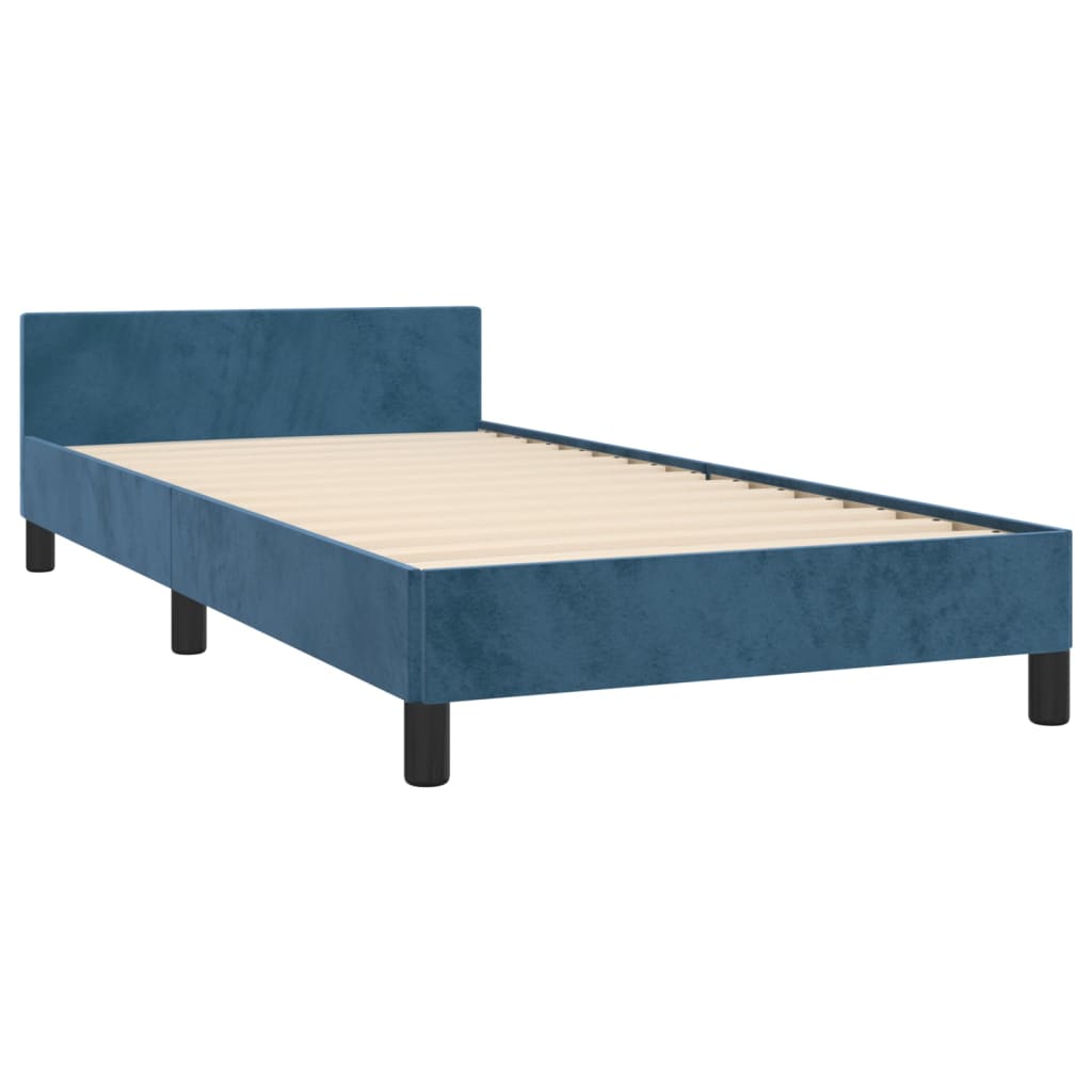Cadru de pat cu tăblie, albastru închis, 80x200 cm, catifea - Lando