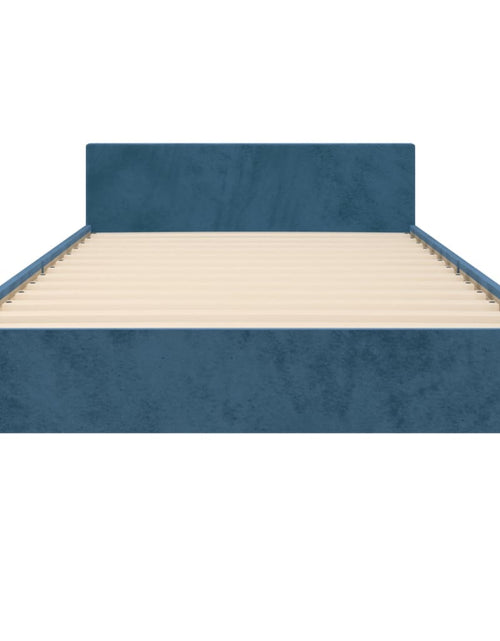 Загрузите изображение в средство просмотра галереи, Cadru de pat cu tăblie, albastru închis, 80x200 cm, catifea - Lando
