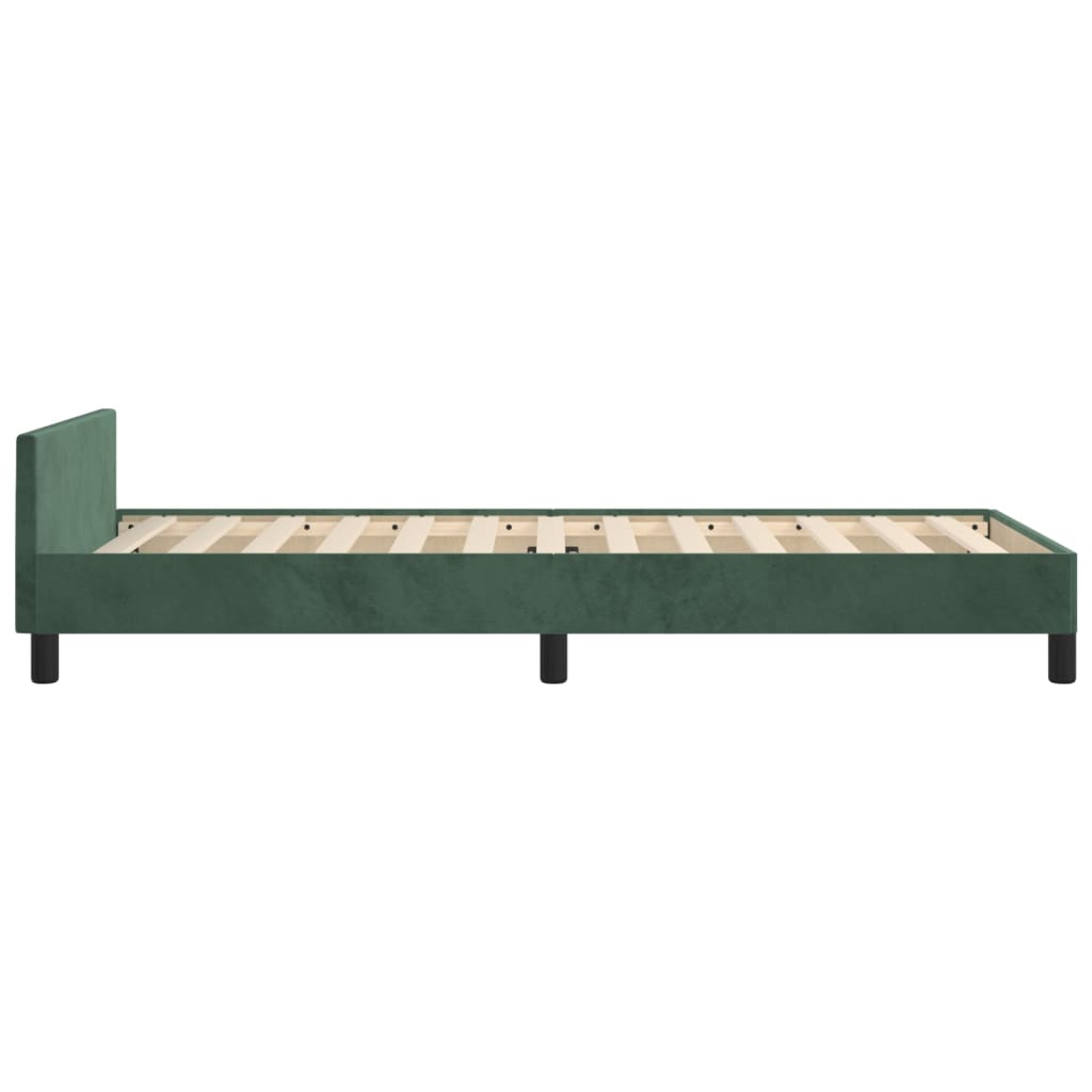 Cadru de pat cu tăblie, verde închis, 90x200 cm, catifea - Lando