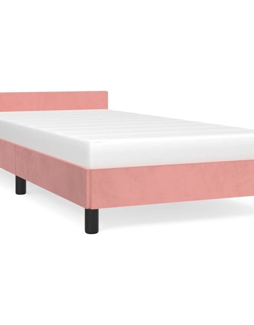 Загрузите изображение в средство просмотра галереи, Cadru de pat cu tăblie, roz, 90x200 cm, catifea - Lando
