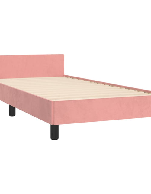 Încărcați imaginea în vizualizatorul Galerie, Cadru de pat cu tăblie, roz, 90x200 cm, catifea - Lando
