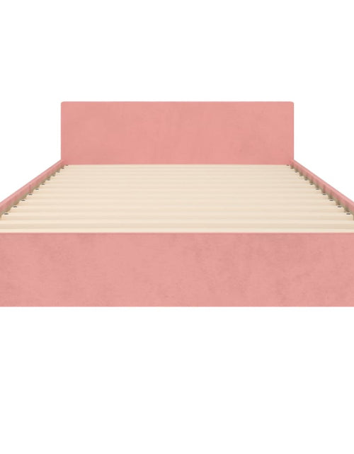 Загрузите изображение в средство просмотра галереи, Cadru de pat cu tăblie, roz, 90x200 cm, catifea - Lando
