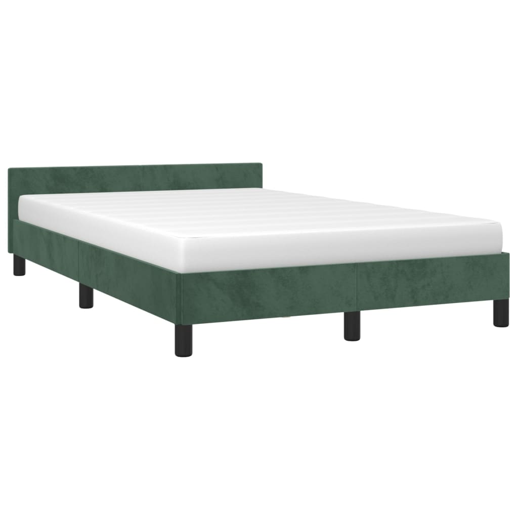Cadru de pat cu tăblie, verde închis, 120x200 cm, catifea - Lando