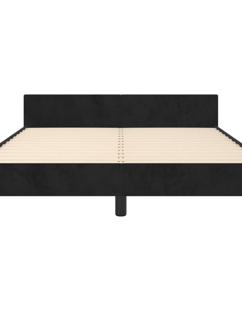 Загрузите изображение в средство просмотра галереи, Cadru de pat cu tăblie, negru, 140x200 cm, catifea - Lando
