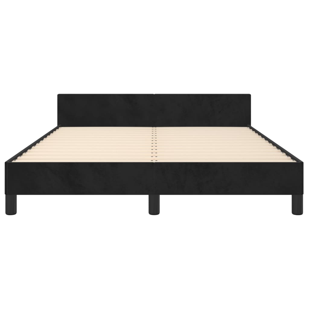 Cadru de pat cu tăblie, negru, 140x200 cm, catifea - Lando