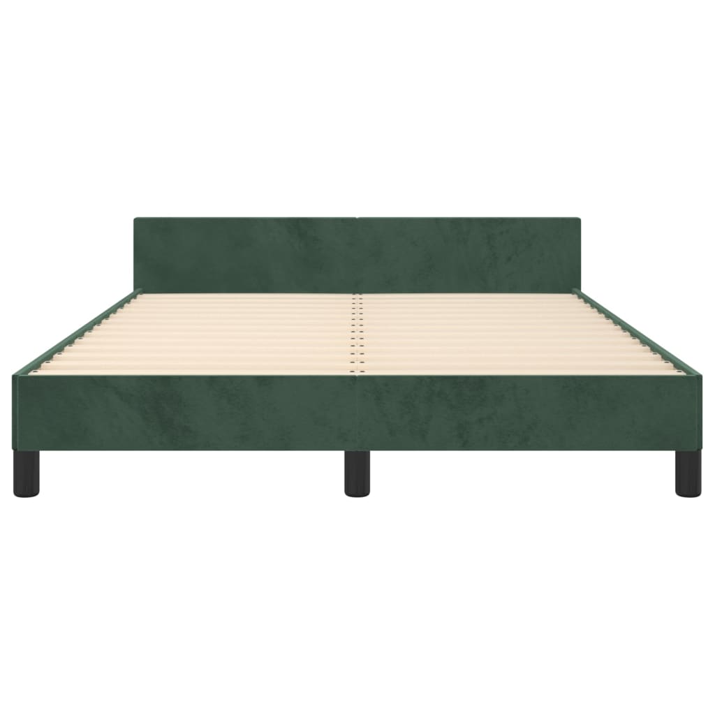 Cadru de pat cu tăblie, verde închis, 140x200 cm, catifea - Lando