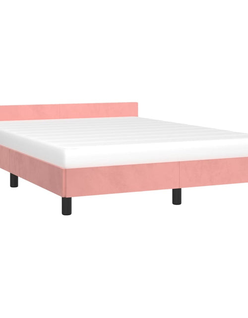 Încărcați imaginea în vizualizatorul Galerie, Cadru de pat cu tăblie, roz, 140x200 cm, catifea - Lando
