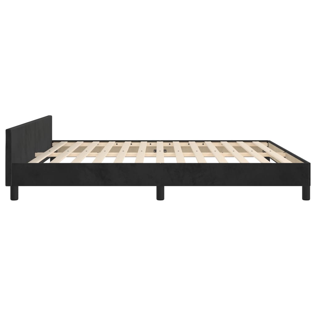 Cadru de pat cu tăblie, negru, 160x200 cm, catifea - Lando