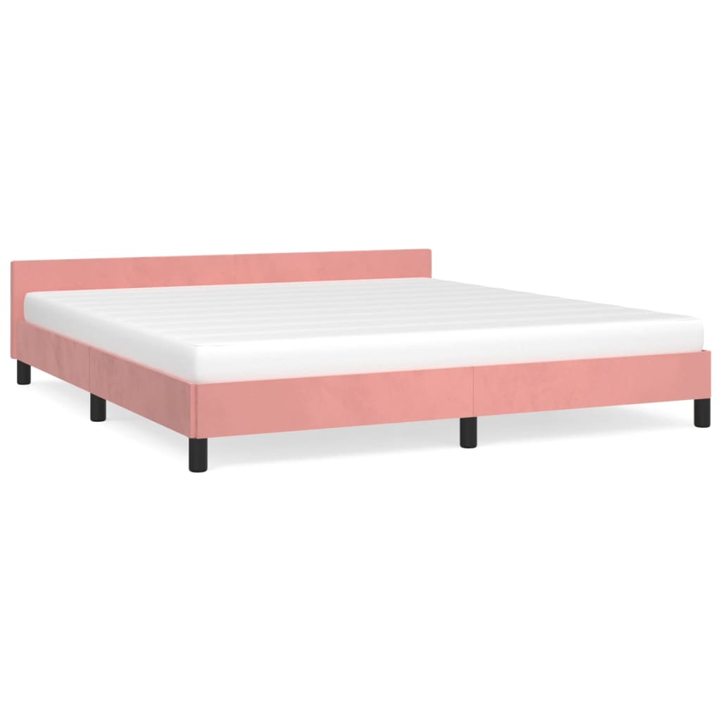 Cadru de pat cu tăblie, roz, 160x200 cm, catifea - Lando