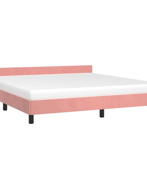Încărcați imaginea în vizualizatorul Galerie, Cadru de pat cu tăblie, roz, 160x200 cm, catifea - Lando
