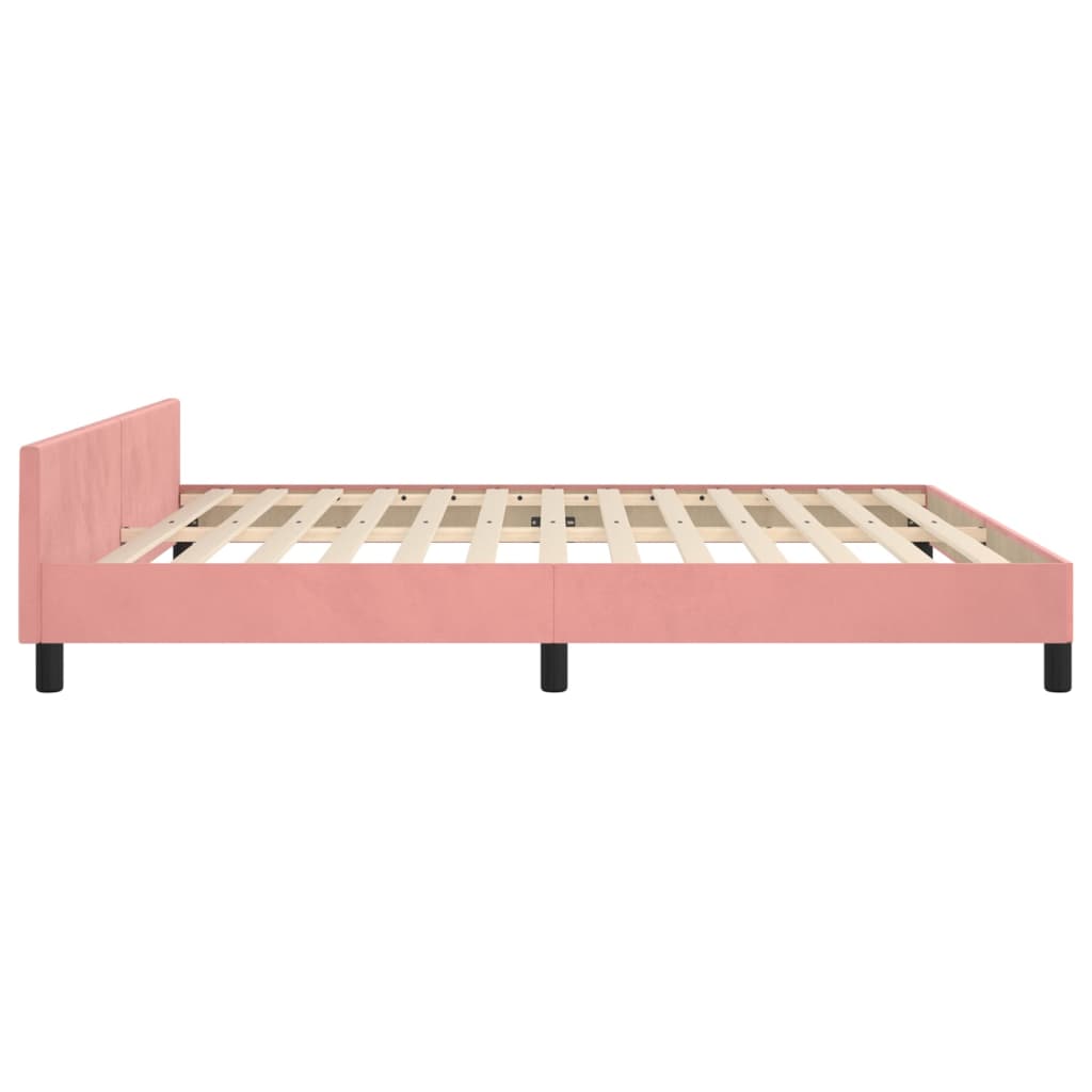 Cadru de pat cu tăblie, roz, 160x200 cm, catifea - Lando
