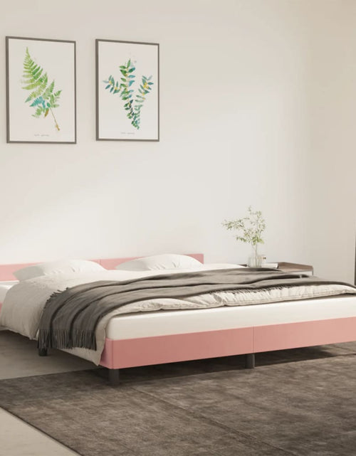 Загрузите изображение в средство просмотра галереи, Cadru de pat cu tăblie, roz, 160x200 cm, catifea - Lando
