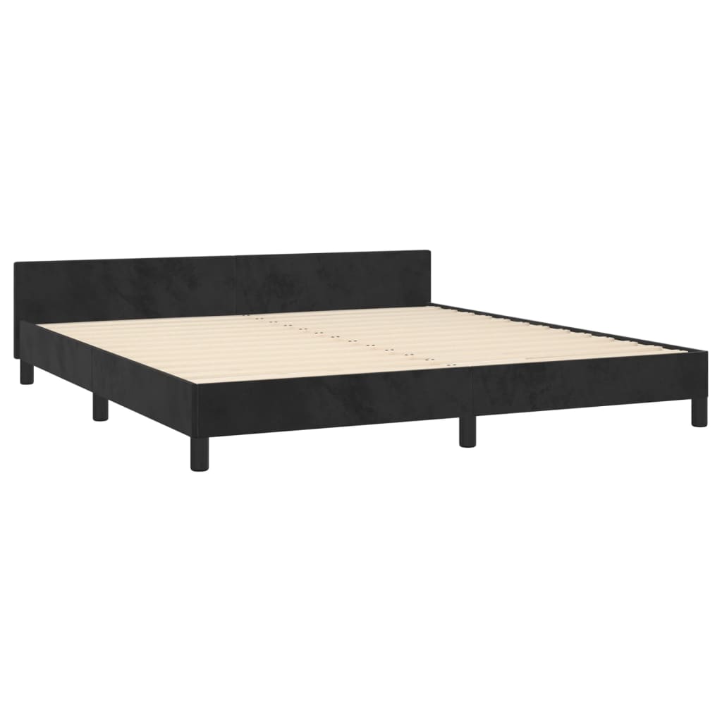 Cadru de pat cu tăblie, negru, 180x200 cm, catifea - Lando