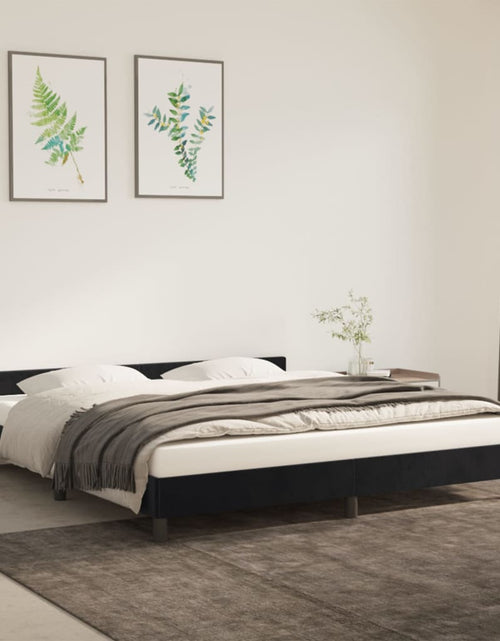 Загрузите изображение в средство просмотра галереи, Cadru de pat cu tăblie, negru, 180x200 cm, catifea - Lando
