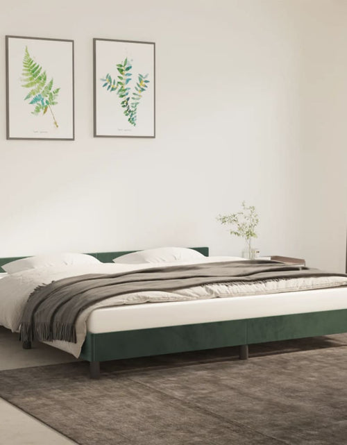 Загрузите изображение в средство просмотра галереи, Cadru de pat cu tăblie, verde închis, 200x200 cm, catifea - Lando
