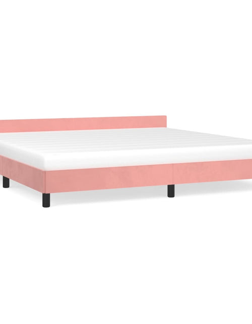 Încărcați imaginea în vizualizatorul Galerie, Cadru de pat cu tăblie, roz, 200x200 cm, catifea - Lando
