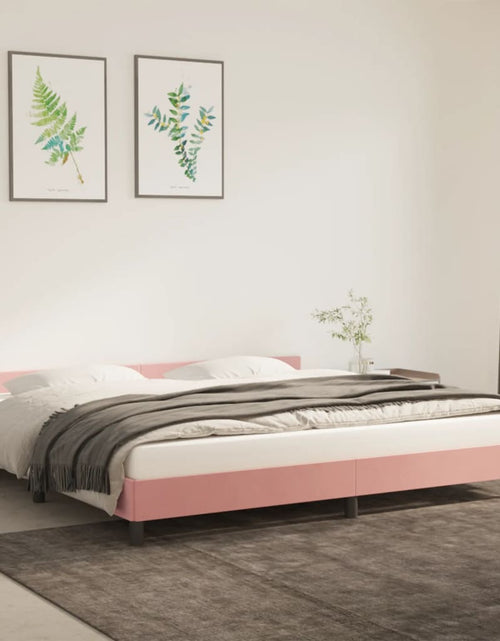 Загрузите изображение в средство просмотра галереи, Cadru de pat cu tăblie, roz, 200x200 cm, catifea - Lando

