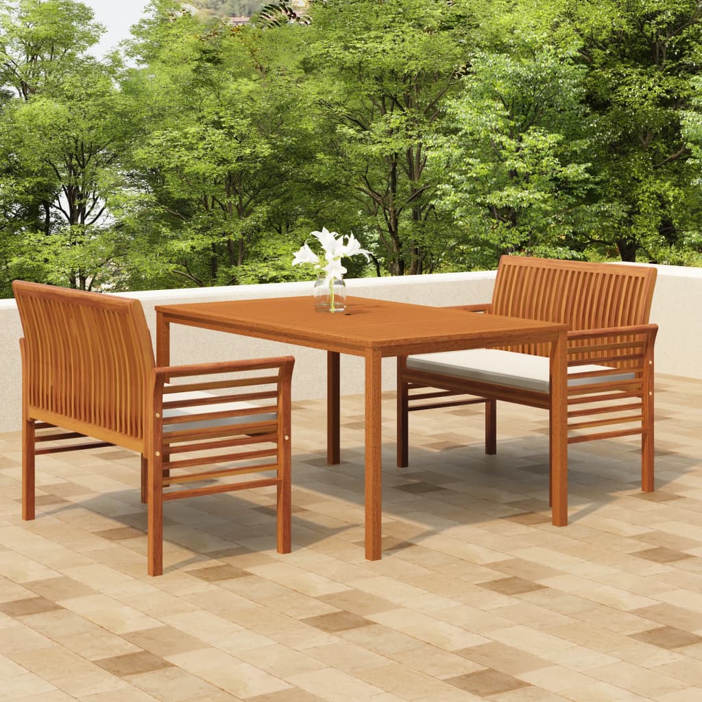 Set mobilier de exterior cu perne, 3 piese, lemn masiv acacia - Lando