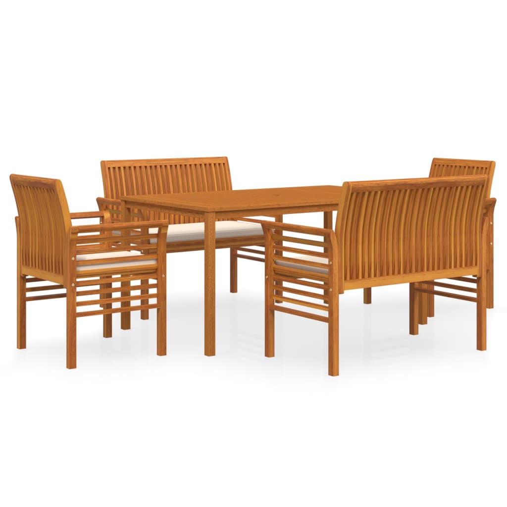 Set mobilier de exterior cu perne, 5 piese, lemn masiv acacia - Lando