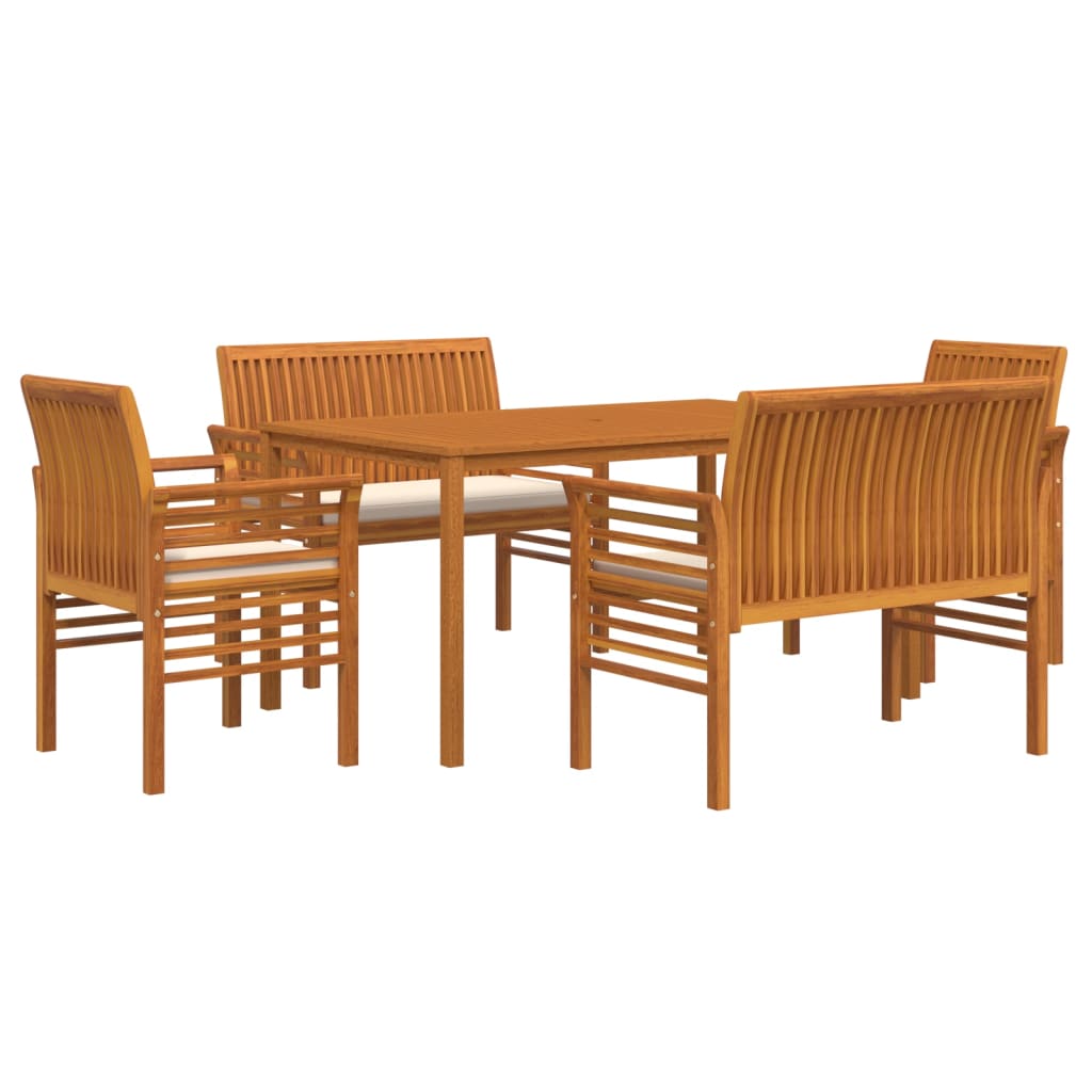 Set mobilier de exterior cu perne, 5 piese, lemn masiv acacia - Lando