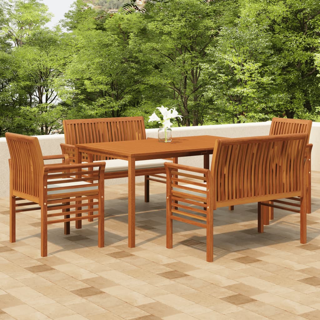 Set mobilier de exterior cu perne, 5 piese, lemn masiv acacia - Lando