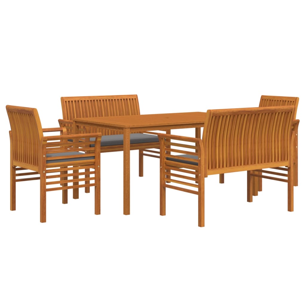 Set mobilier de exterior cu perne, 5 piese, lemn masiv acacia - Lando
