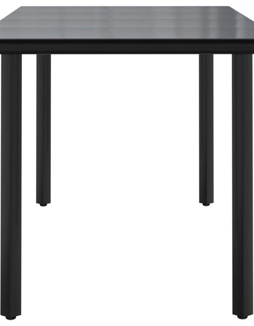 Încărcați imaginea în vizualizatorul Galerie, Masă de grădină, negru, 160x80x74 cm, oțel &amp; sticlă securizată - Lando
